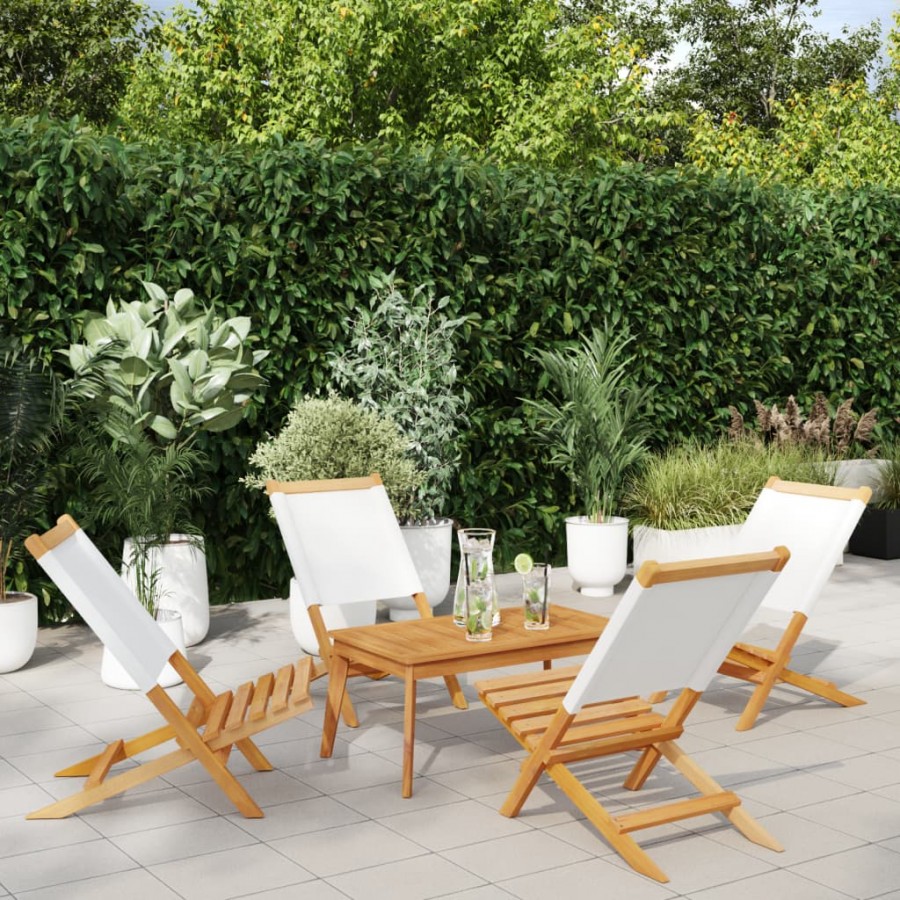 Chaises de jardin pliantes lot de 4 tissu et bois massif