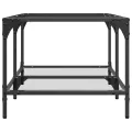 Table basse avec dessus en verre transparent 98,5x50x40cm acier