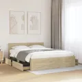 Cadre de lit tête de lit sans matelas chêne sonoma 160x200 cm