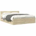 Cadre de lit tête de lit sans matelas chêne sonoma 160x200 cm