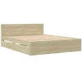 Cadre de lit tête de lit sans matelas chêne sonoma 160x200 cm