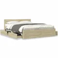 Cadre de lit tête de lit sans matelas chêne sonoma 160x200 cm