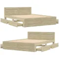 Cadre de lit tête de lit sans matelas chêne sonoma 160x200 cm