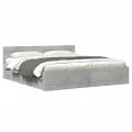 Cadre de lit avec tête de lit sans matelas gris béton 180x200cm