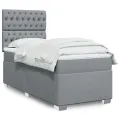 cadre de lit avec matelas Gris clair 90x200 cm Tissu