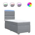 cadre de lit avec matelas Gris clair 90x200 cm Tissu