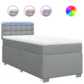 cadre de lit avec matelas Gris clair 90x200 cm Tissu