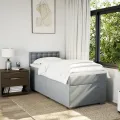 cadre de lit avec matelas Gris clair 90x200 cm Tissu