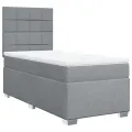 cadre de lit avec matelas Gris clair 90x200 cm Tissu