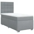 cadre de lit avec matelas Gris clair 90x200 cm Tissu