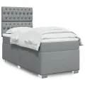 cadre de lit avec matelas Gris clair 90x200 cm Tissu