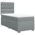 cadre de lit avec matelas Gris clair 90x200 cm Tissu