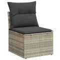 Chaise de jardin sans accoudoirs avec coussins gris clair rotin