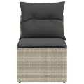 Chaise de jardin sans accoudoirs avec coussins gris clair rotin