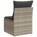 Chaise de jardin sans accoudoirs avec coussins gris clair rotin