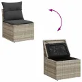 Chaise de jardin sans accoudoirs avec coussins gris clair rotin