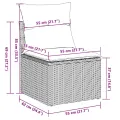 Chaise de jardin sans accoudoirs avec coussins gris clair rotin