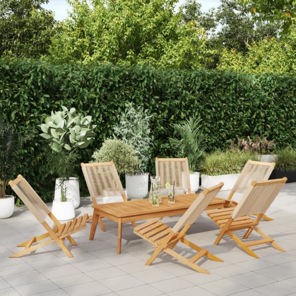 Chaises de jardin pliantes lot de 6 beige bois d'acacia massif