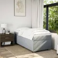 cadre de lit avec matelas gris clair 80x200 cm tissu