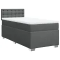 cadre de lit avec matelas Gris foncé 80x200 cm Tissu
