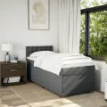 cadre de lit avec matelas Gris foncé 80x200 cm Tissu