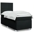 cadre de lit et matelas Noir 80x200 cm Tissu