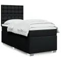 cadre de lit et matelas Noir 80x200 cm Tissu