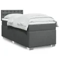 cadre de lit avec matelas Gris foncé 80x200 cm Tissu