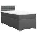 cadre de lit avec matelas Gris foncé 80x200 cm Tissu