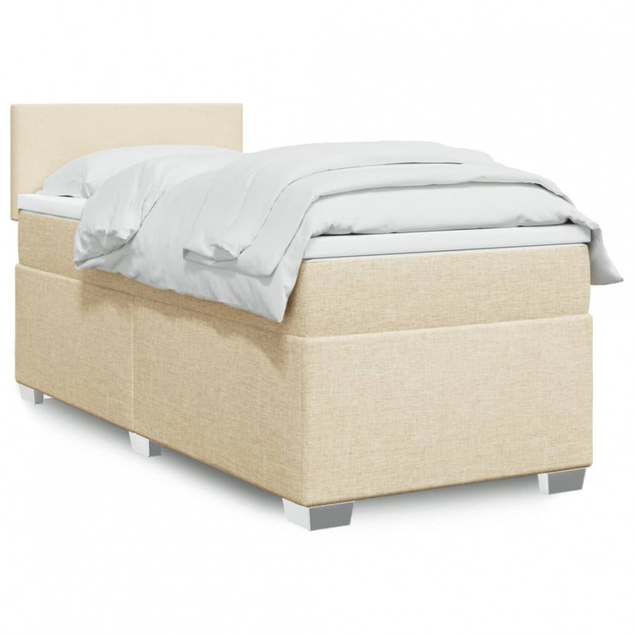 Sommier à lattes de lit avec matelas Crème 80x200 cm Tissu