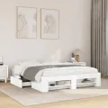 Cadre de lit sans matelas blanc 160x200 cm bois d'ingénierie