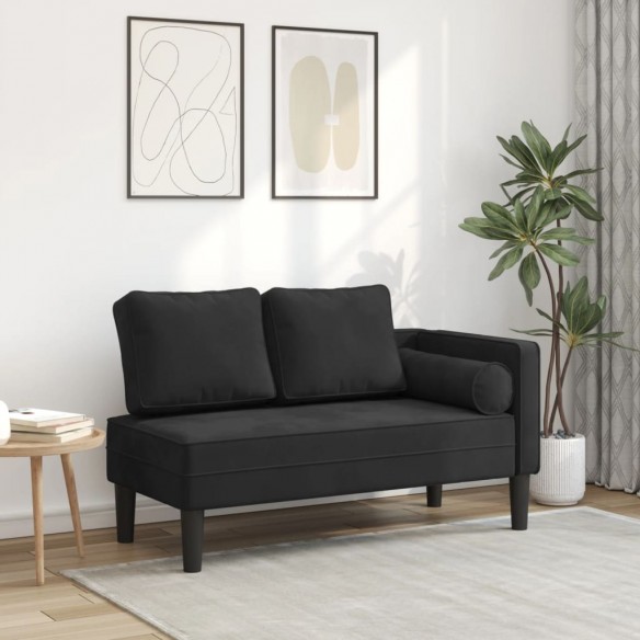 Chaise longue avec coussins noir velours