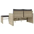 Salon de jardin avec coussins 3 pcs gris clair résine tressée