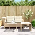 Salon de jardin avec coussins 3 pcs beige résine tressée