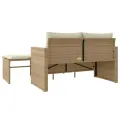 Salon de jardin avec coussins 3 pcs beige résine tressée