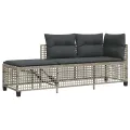 Salon de jardin d'angle avec coussins 3 pcs gris clair rotin