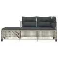 Salon de jardin d'angle avec coussins 3 pcs gris clair rotin