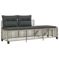 Salon de jardin d'angle avec coussins 3 pcs gris clair rotin