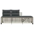 Salon de jardin d'angle avec coussins 3 pcs gris clair rotin