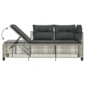 Salon de jardin d'angle avec coussins 3 pcs gris clair rotin