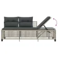 Salon de jardin d'angle avec coussins 3 pcs gris clair rotin