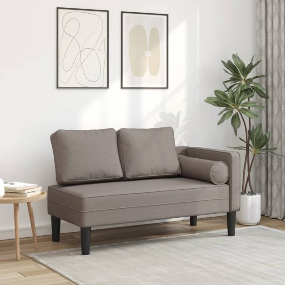 Chaise longue avec coussins taupe tissu