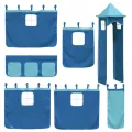 Lit superposé sans matelas avec toboggan et rideaux 90x190 cm