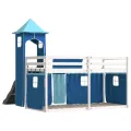 Lit superposé sans matelas avec toboggan et rideaux 90x190 cm