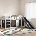 Lit superposé sans matelas avec toboggan blanc noir 90x190 cm