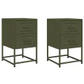 Tables de chevet 2 pcs vert olive 36x39x60,5 cm acier