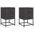 Tables de chevet 2 pcs noir 36x39x60,5 cm acier