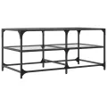 Table basse avec dessus en verre transparent 98,5x50x45cm acier