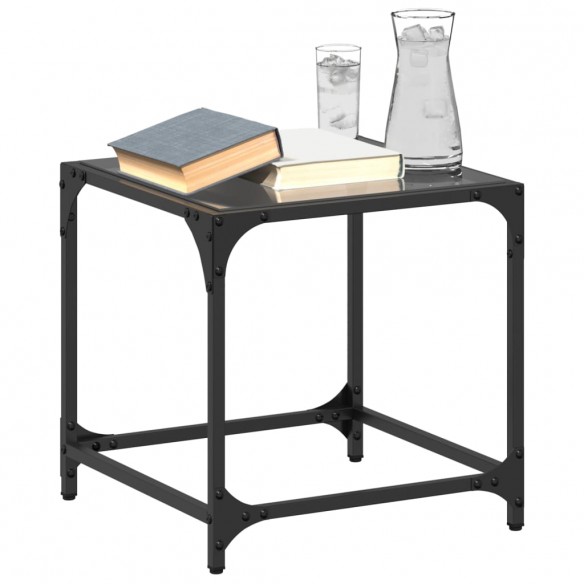 Tables basses avec dessus en verre noir 2 pcs 40x40x40 cm acier