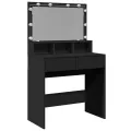 Coiffeuse avec LED noir 80x41x134,5 cm